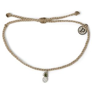 Pura Vida Pineapple Bitty Braid Bracelet Silver tone